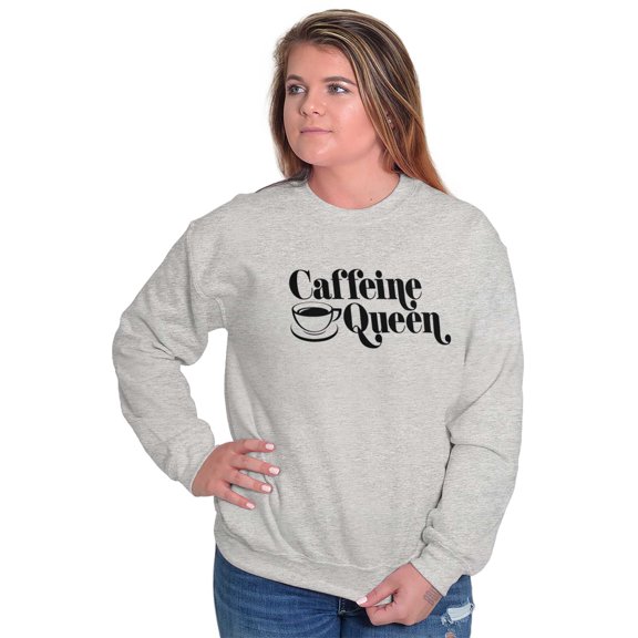 Caffeine Queen Coffee Addict Latte Women Plus Size Crewneck Sweatshirt Brisco Brands 2X