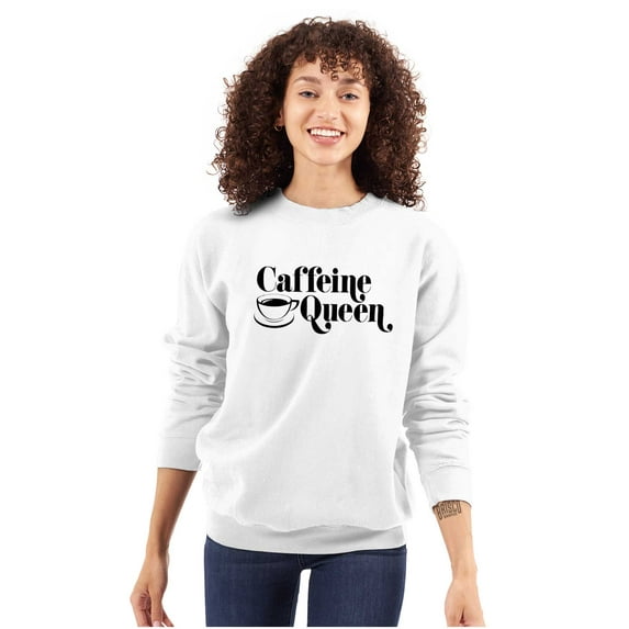 Caffeine Queen Coffee Addict Latte Women Plus Size Crewneck Sweatshirt Brisco Brands 5X