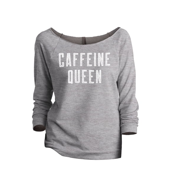 Caffeine Queen Women's Fashion Slouchy 3/4 Sleeves Raglan Lightweight Sweatshirt Sport Grey Large