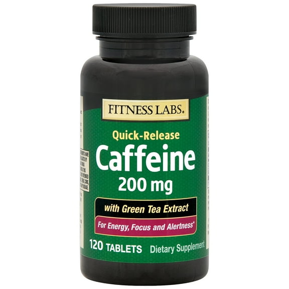 Caffeine Tablets | 200mg | with Green Tea Extract | Vegetarian, Non-GMO, Gluten Free | by Fitness Labs