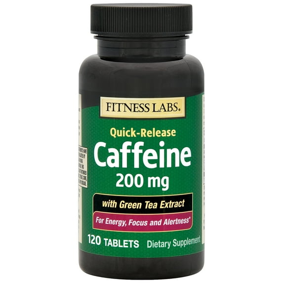 Caffeine Tablets | 200mg | with Green Tea Extract | Vegetarian, Non-GMO, Gluten Free | by Fitness Labs
