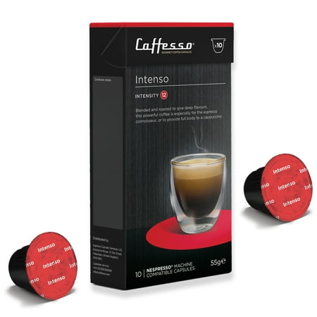 Caffesso Intenso Dark Roast Genuine Espresso Coffee Pods Compatible with Nespresso Original Machine, 100 Capsules Pack