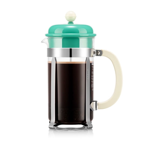 Bodum Caffettiera French Press Coffee Maker, Borosilicate Glass, 8 Cup, 1.0 L, 34 oz Green