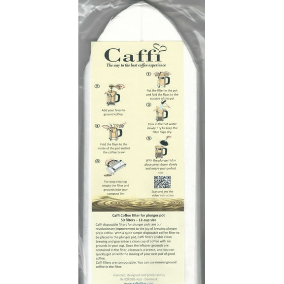 Caffi Paper Coffee Filters for 12 Cup French Press - 2 Packs of 50