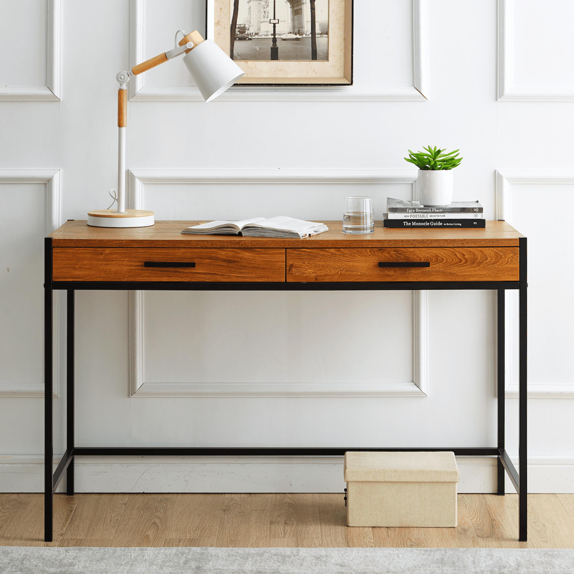 Caffoz 2 Drawer Writing Desk, Mahogany Brown
