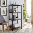 thumbnail image 1 of Caffoz Rustic Bookshelf - 4-Tier Industrial Bookcase with Adjustable Shelves, Vintage Home Office Furniture, 1 of 8
