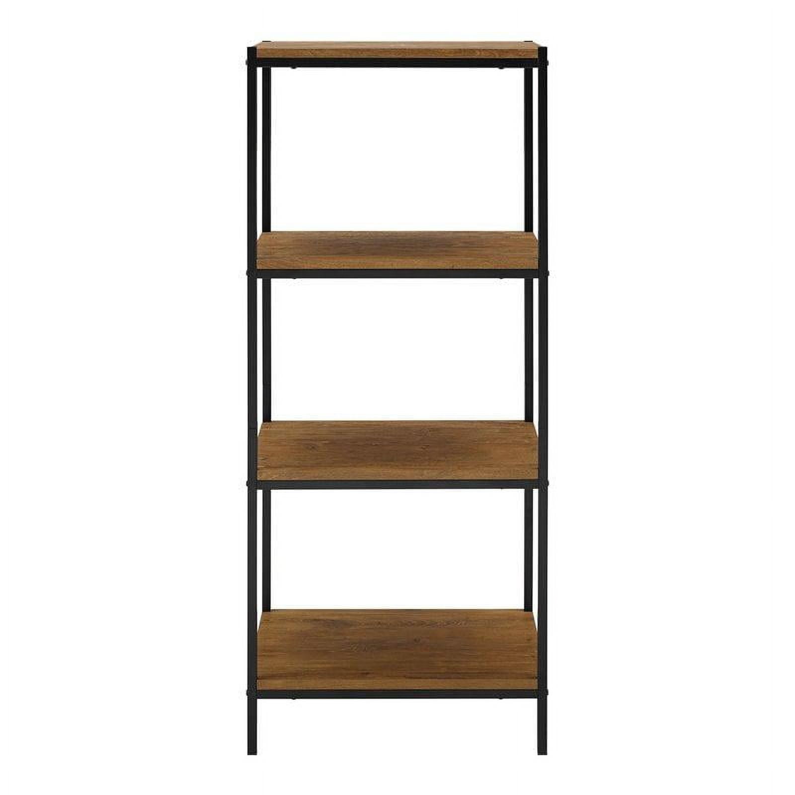 Rustic Farmhouse Mahogany 4-Tier Open Back Bookcase