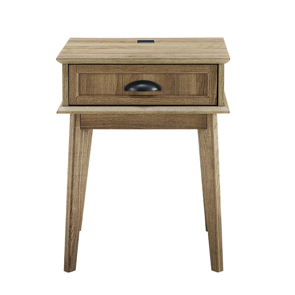 Caffoz End Side Table with Fully Extended Storage Drawer，Golden Oak