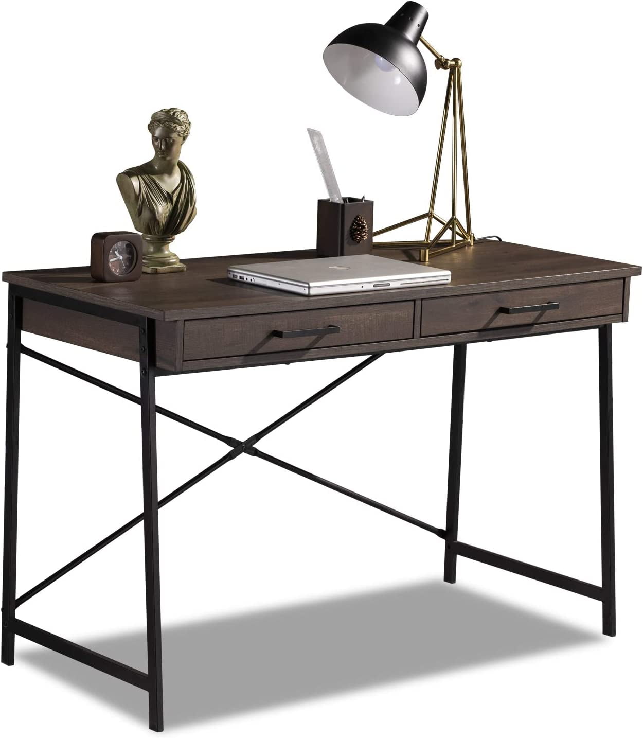 Caffoz Home Office LShaped Computer Corner Desk, Smoky Oak