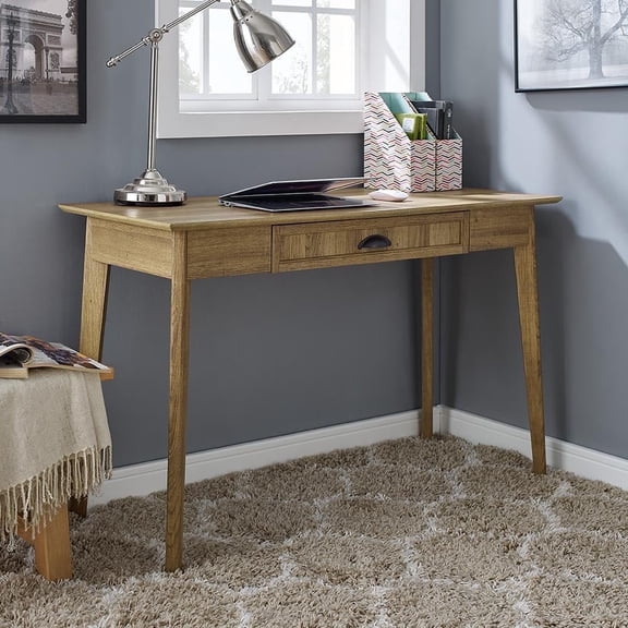Caffoz Home Office Modern Writing Desk with Drawer and USB Hub,Golden Oak