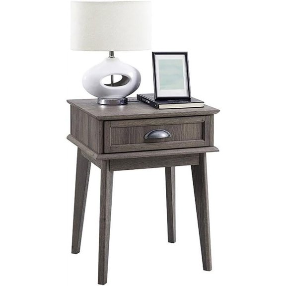 Caffoz Newport Series Wood End Table with Storage Drawer in Smoke Oak