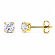Caflon 24K Gold Plated 4mm Square CZ Stud Earrings, Hypoallergenic