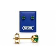 Caflon 5mm Emerald Cubic Zirconia Earrings   Fashion Jewelry 24K Gold Plated Green Crystal Studs   Durable, Non-Tarnish Elegant Jewelry with Lasting Shine