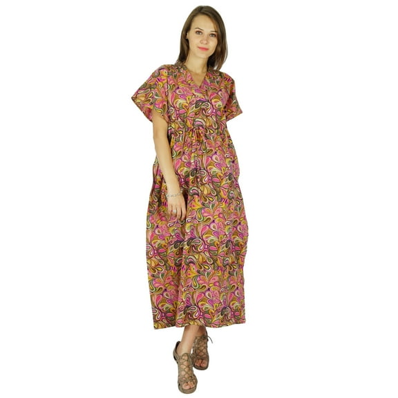 Caftan Bohemian Phagun Long Maxi Nightwear Floral Print Cotton Kaftan