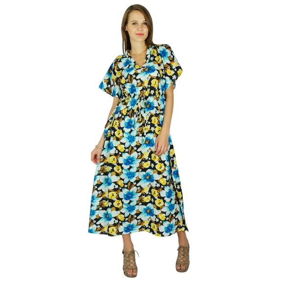 Caftan Bohemian Phagun Long Maxi Nightwear Floral Print Cotton Kaftan