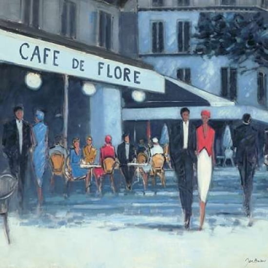 Cafv¬© de Flore Paris Canvas Art - Jon Barker (24 x 24)