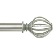 Lumino 1 Plated Brushed Nickel Regis Cage Adjustable Single Curtain Rod Set, 42-120