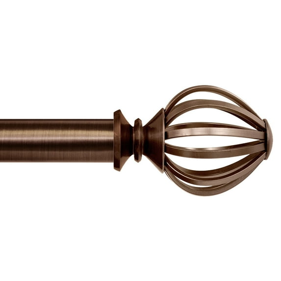 Lumino 1" Plated Oil Rubbed Bronze Regis Cage Adjustable Single Curtain Rod Set 42"-120"
