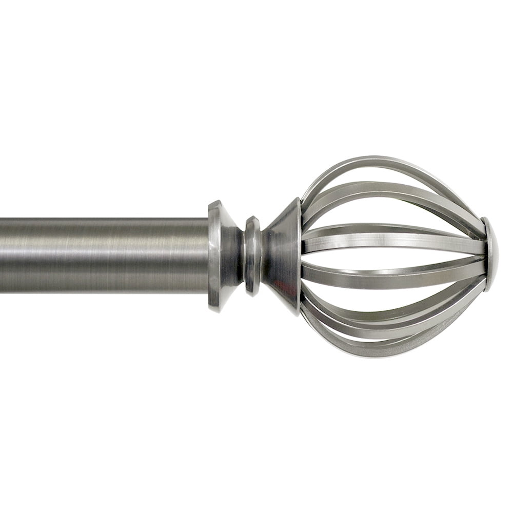 Lumino 1" Plated Pewter Regis Cage Adjustable Single Curtain Rod Set, 42"-120"