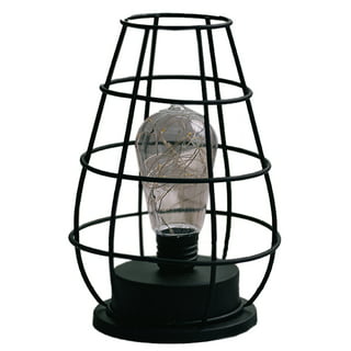 JHY DESIGN 8.7inch Tall Metal Cage LED Lantern Battery Powered Cordless  Accent Light with LED Edsion Style Bulb Great for Weddings Parties Patio  Events for Indoors Outdoors 