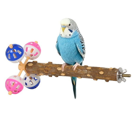 Cage Mount Bird Stand Perch with Rotating Balls Exercise Bird Toy, Pink