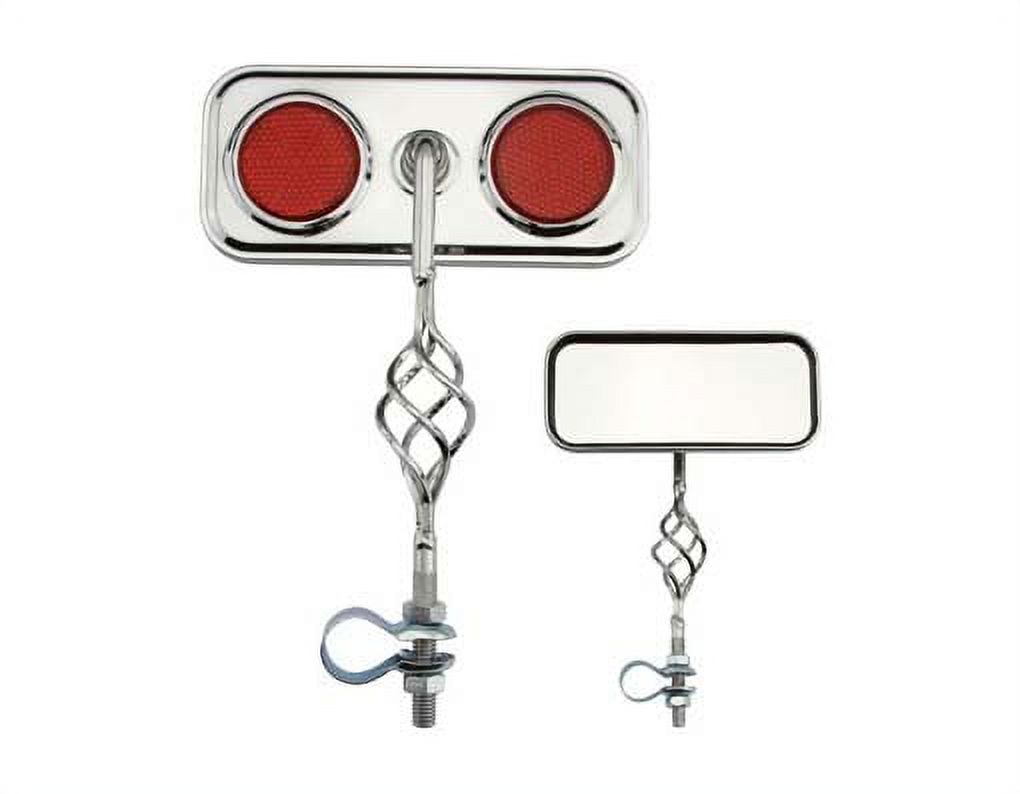 Cage Rectangle Mirror Red Reflectors. Bike mirror, bicycle mirror for