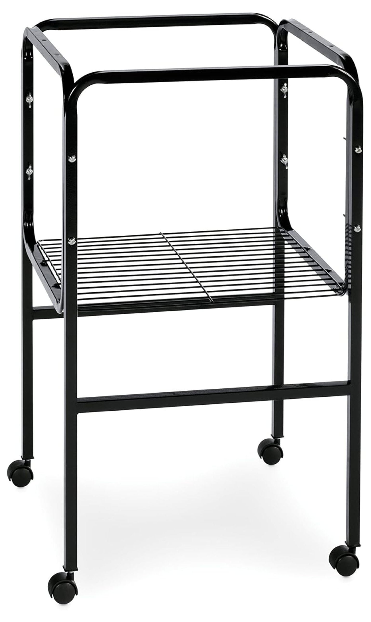Black Tubular Steel Bird Cage Stand with Shelf