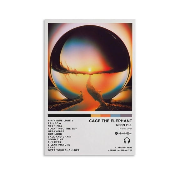 Cage The Elephant Neon Pill Canvas Poster Wall Decorative Art Painting Living Room Bedroom Decoration Gift