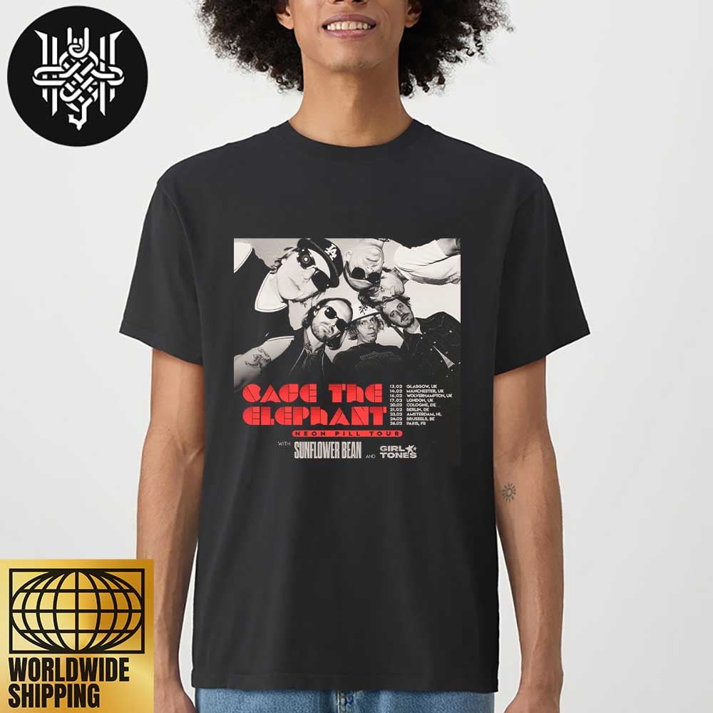 Cage The Elephant Neon Pill Tour Dates 2025 In UK And Europe Unisex TShirt