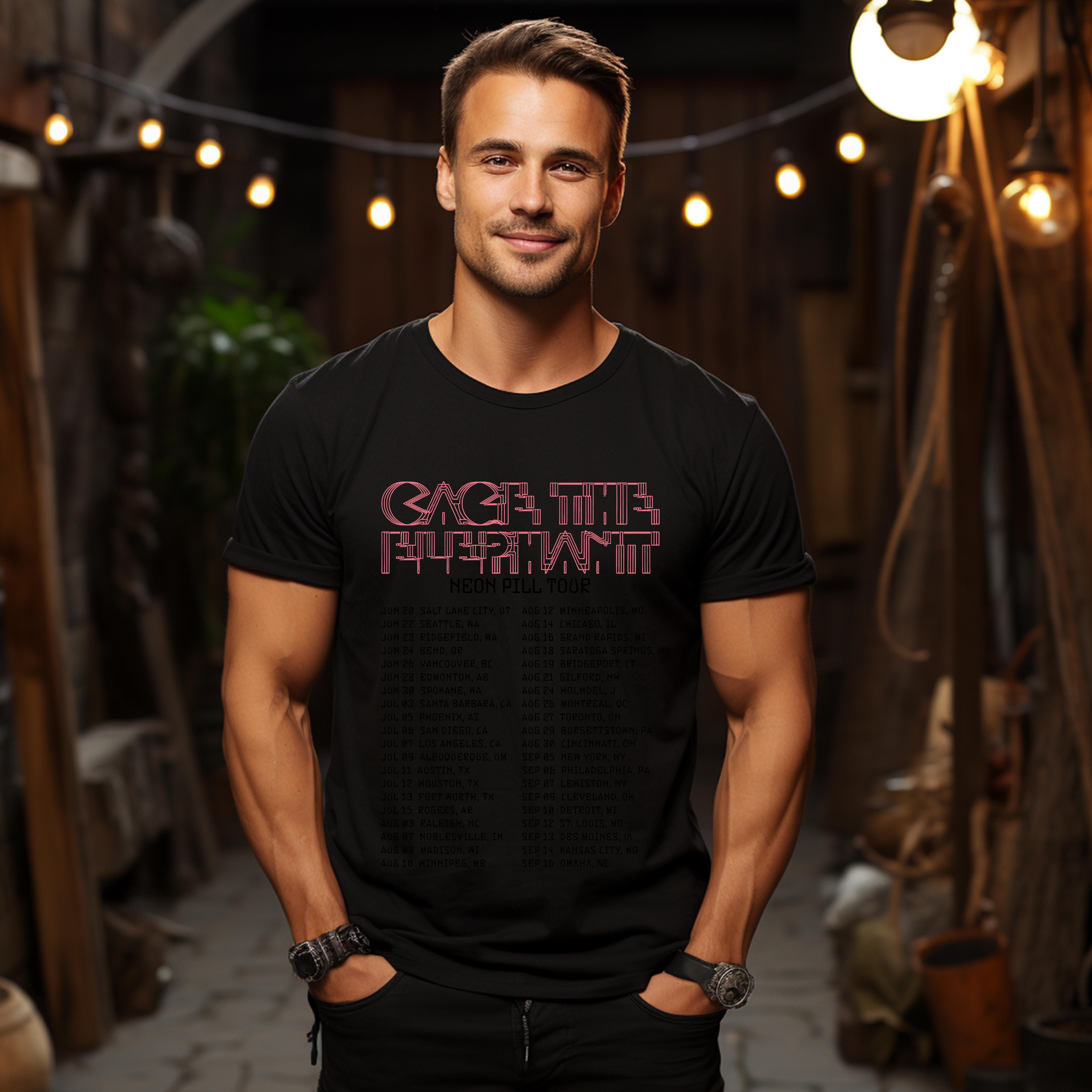 Cage the Elephant Neon Pill Tour 2024 Unisex TShirt, Cage the Elephant