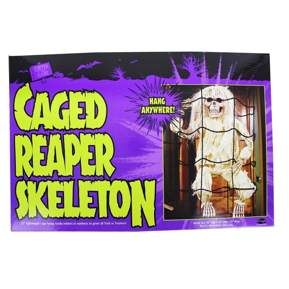 Caged 27 Inch Reaper Skeleton Halloween Prop Decoration