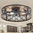 thumbnail image 1 of Caged Ceiling Fan with Light, 20" Ceiling Fan with Lights and Remote Flush Mount, Bladeless Caged Ceiling Fans with Lights, Matte Black Rustic Fan for Bedroom, Kitchen, Dining Room, 1 of 8