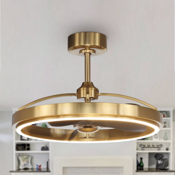 Parrot Uncle 27-Inch Modern Gold Reversible Fandelier Ceiling Fan with LED Light and Remote Control