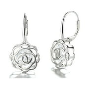 AMY AND ANNETTE Caged Swarovski Crystal Rose Lever Back Earrings