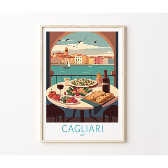 Cagliari Italy Italian Food City Travel Wall Art, Unframed Canvas 12x16in