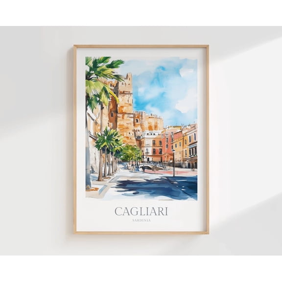 Cagliari Poster Sardinia Italy Travel Art Poster, Unframed Size 8x12