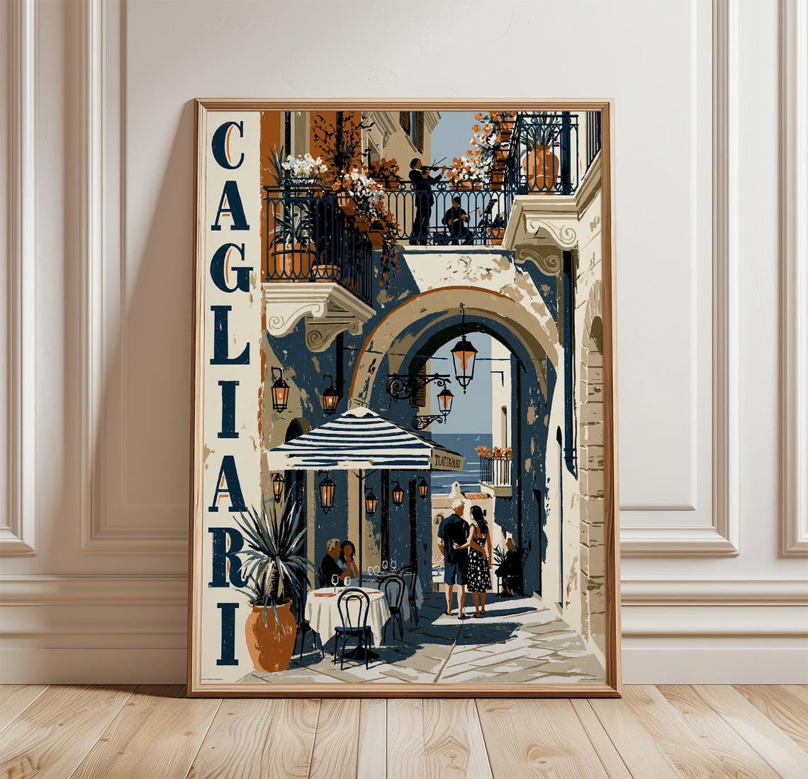 イタリアンアート SalvadoriArte #アートフレーム#壁掛けオブジェ Cagliari Street Cafe Sardinia City Architecture Travel Decorative