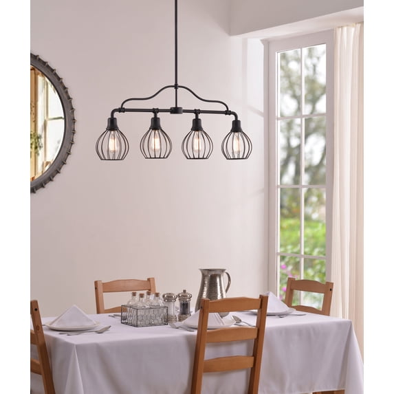 Cagney 4 Light Island Light with Black Finish