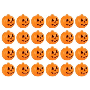 Cagnkofi 24Pcs Mini Fillable Pumpkin Container Plastic Pumpkin Storage Box Case Halloween Pumpkin Eggs Candy Holder for Halloween EggHunt Trick orTreat PartyFavor