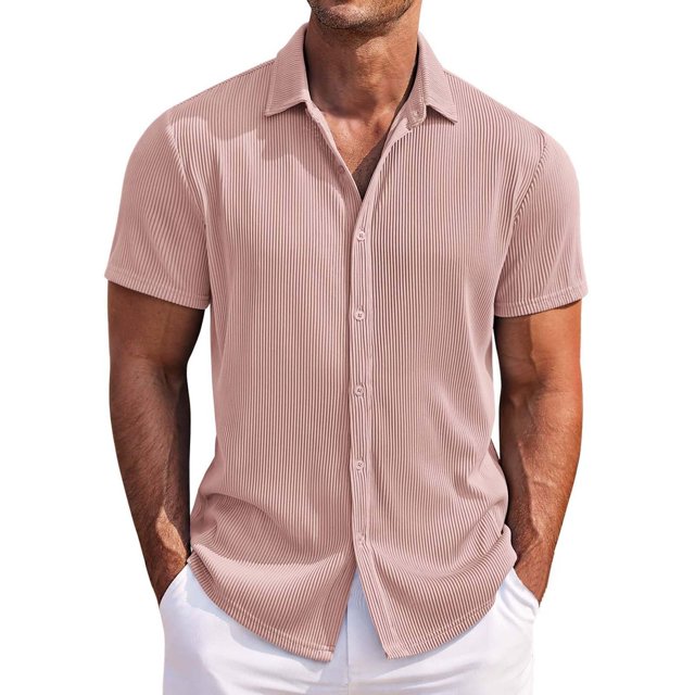 Cagnkofi Mens Casual Button Down T Shirts Solid Color Casual Fashion