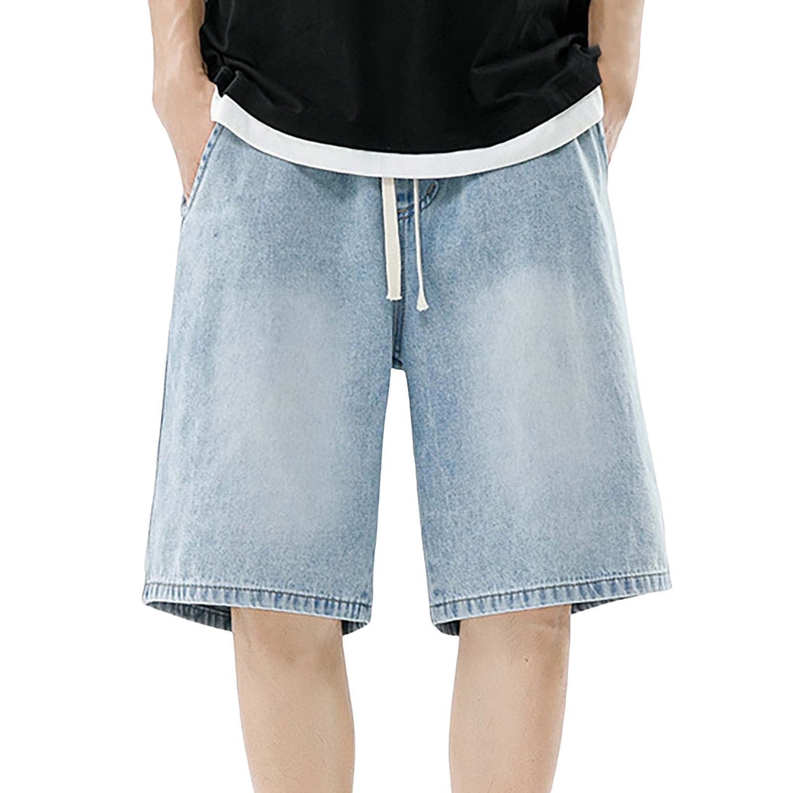 Shorts With Drawstring Cagnkofi Mens Casual Jean Shorts Stylish Washed Denim Shorts Relaxed ...