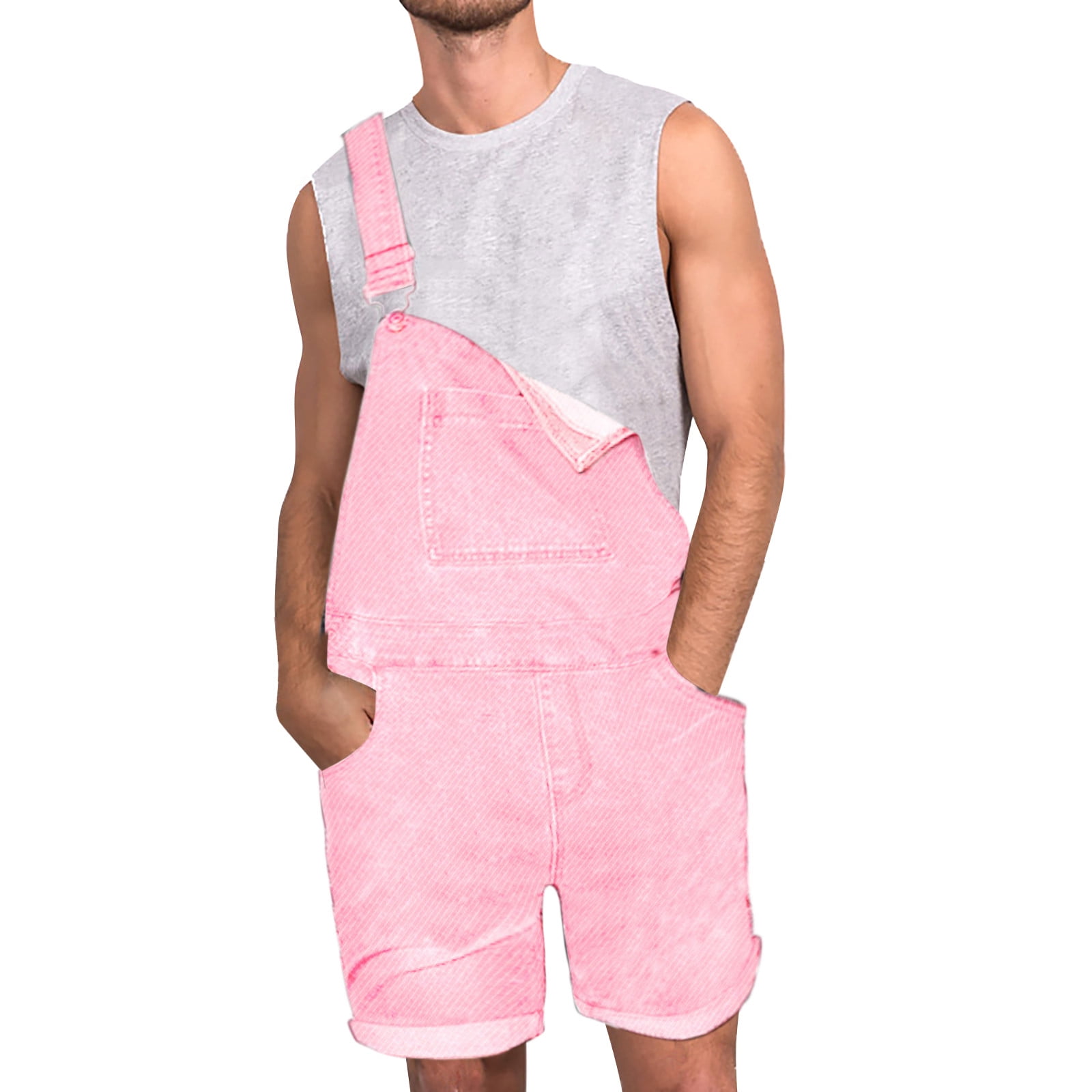 Runcati Men's Bib Overalls – Lightweight Cotton Denim Jumpsuit - Main Image