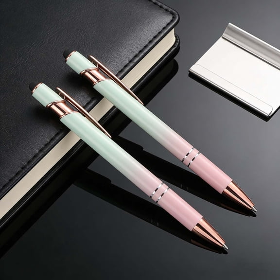 Cagogo 2 In 1 Retractable Stylus Ballpoint Pen, Metal Touch Screen Pen Dual Tip, 2PCS Office Writing Pens, Digital Tablet Pen, Smartphone Stylus, Laptop Notebook Pen, Artist Drawing Pen