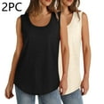 thumbnail image 1 of Cagogo 2PC Women's Sleeveless Tank Tops Under $5 Trendy Summer Solid Color U Neck Camis Tshirt Loose Fitting Loose Tshirts Mothers Day Gifts, 1 of 9
