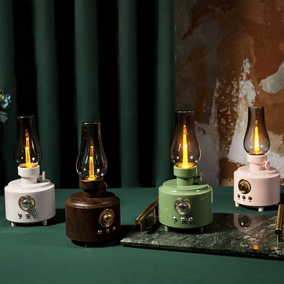 Cagogo 2Pcs Vintage Kerosene Lamp Bluetooth Audio, Outdoor Camping Night Light FM Radio, Portable Panoramic Sound Speaker For Home Decor And Travel