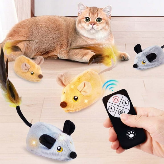 Cagogo 2Pcs Winter CatToys, Interactive Electronic Mouse, Remote Control CatToyFor Indoor Play, Self Exercise, Squeaky MouseToyFor Kittens And Adult Cats, Fluffy Realistic Prey Simulation,