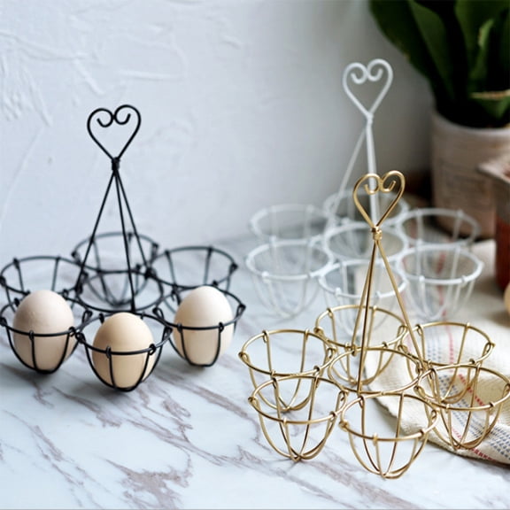 Cagogo 3Pcs Easter Egg Holder, Metal Egg Storage Rack for Dining Table, Decorative Egg Basket Tray, Iron Food Photography Prop for Kitchen Home Decor Easter Party