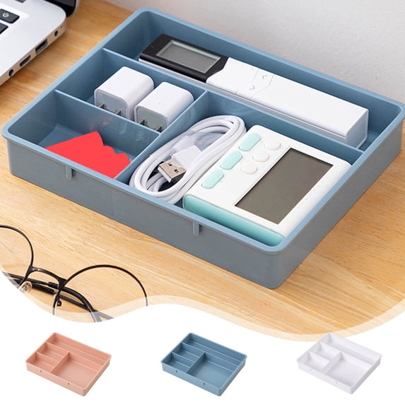 Cagogo 3Pcs Spring Desk Organizer, Stackable 4 Compartment Thickened Plastic Storage Box, For Stationery And Small Items Categorization, Clutter-Free Workspace, Office Desk, Home Study, Teen And