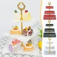 thumbnail image 1 of Cagogo 3Pcs Three Tier Fruit Tray, Plastic Cake Stand Snack Rack, 3 Layer Dessert Server for Wedding Anniversary Party, Candy Display Holder for Christmas Thanksgiving, Dried Fruit Nut Tray, 1 of 9