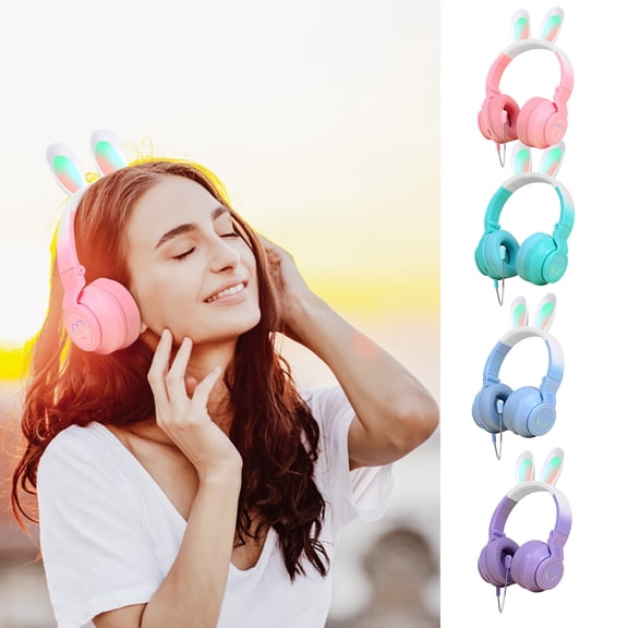 Cagogo 3Pcs Wireless Headphones, Bluetooth Headset Noise Cancelling Over Ear With Microphone, Foldable Wireless Headphones for Travel, Gradient Color Headphones for Music Gaming, Lightweight
